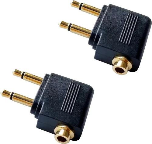 Vista 3 de Posdou Adaptador doble de auriculares de avión macho a 0.138 in hembra chapado en oro (paquete de 2)