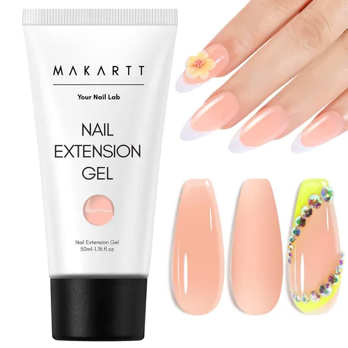 Vista 25 de Makartt Gel de uñas de poligel 50ml, gel constructor para uñas sin hema, rosa y marrón, fortalecedor multifuncional para extensión de uñas, gel duro