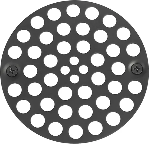 Vista 8 de Colador de drenaje de ducha redondo de 4 pulgadas de diámetro exterior de oro cepillado - Construcción de latón, drenaje eficiente y uso versátil