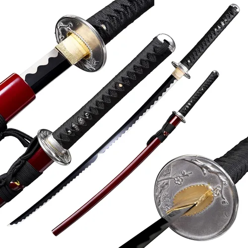 Vista 10 de Fidestisan Estilo Monte Fuji 2.21IB 101 cm Espada Samurai Katana Japonesa Real de Acero de Primavera 1065 Hoja con Hamon Artificial, Tang Completo