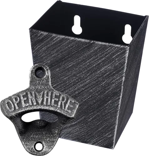 Vista 7 de Abridor de botellas de cerveza de hierro fundido de cobre antiguo montado en la pared de soda botella superior con tapa colector estrecho para mesa