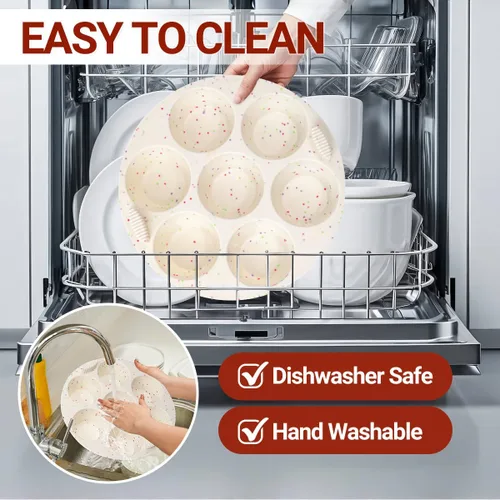 Vista 7 de Molde de silicona para magdalenas para freidora de aire, olla instantánea, antiadherente, 7 tazas, fácil de manejar para hornear bocados de huevo