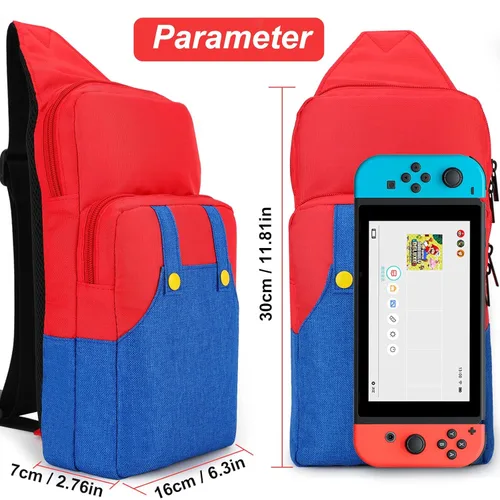 Vista 2 de Owngen Cute Travel Bag for Nintendo SwitchLiteOLED, Portable Gaming Sling Chest Shoulder Crossbody Carrying Accessories Storage Backpack with Cute