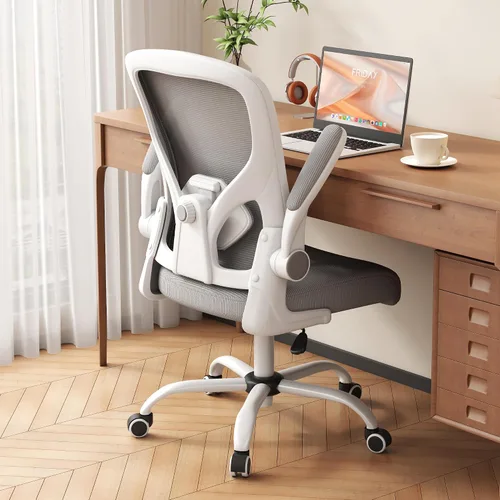 Vista 10 de [Usado] Silla de oficina, silla de escritorio ergonómica con soporte lumbar ajustable, brazos abatibles, cómoda silla giratoria de malla