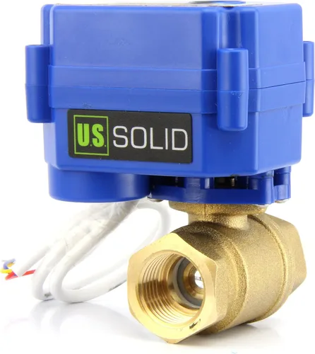Vista 4 de U.S. Solid Válvula de bola motorizada de latón NTP de 1/2", puerto completo, 9–24V AC/DC, control de enganche de 3 cables (autosujeción)