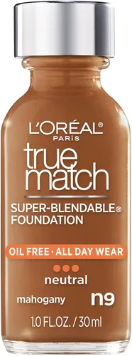 L'Oreal Paris Makeup True Match - Base líquida supermezclable, color caoba N9, 1 onza líquida, 1 unidad