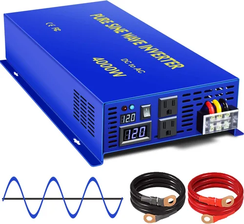 Inversor de onda sinusoidal pura de 4000 W, 12 V CC a 120 V CA, inversor de corriente de 4000 W, sobretensión, convertidor de potencia de 8000 W