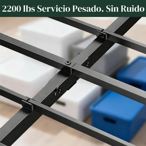 Vista 7 de Marco de cama tamaño Queen, marcos de cama de plataforma de metal de 14 pulgadas con soporte de listones de acero resistente, no necesita somier