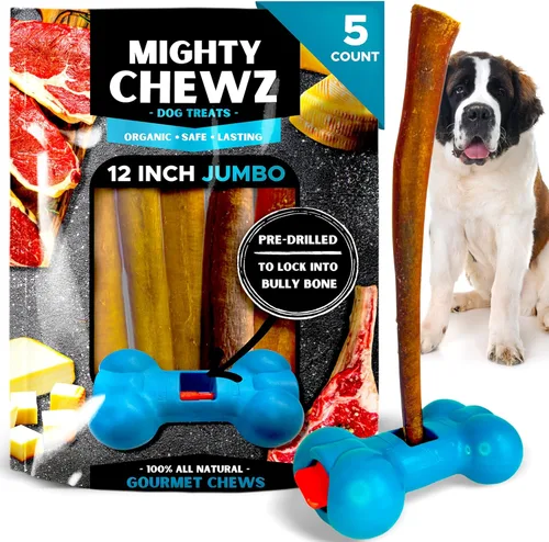 Vista 15 de Palitos de carne de 7 pulgadas de grosor (paquete de 10) con dispositivo de seguridad Bully Stick, sin asfixia, palitos de Pizzle totalmente