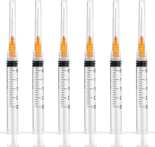 Vista 8 de Jeringas de 1 cc/ml con aguja de 0.5 pulgadas desechables cada una envuelta individualmente, paquete de 20 (0.0 fl oz-27G-20pcs-RL)