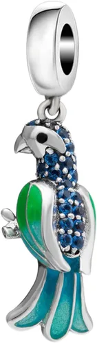 Abalorio de plata de ley 925 con diseño de loro, pájaro, para mascotas, para pulsera Pandora, Plata esterlina, plata de ley