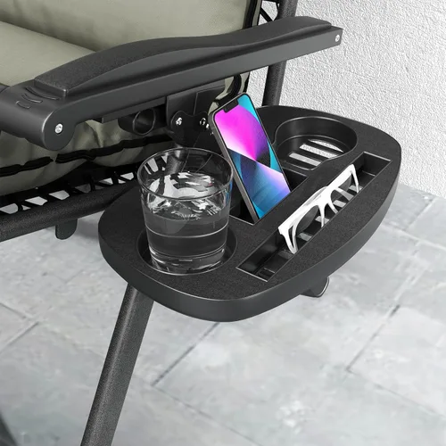 Vista 10 de Outsunny Zero Gravity - Juego de 2 sillas reclinables plegables de gravedad cero, sillas de salón para exteriores con cojín extraíble, reposacabezas