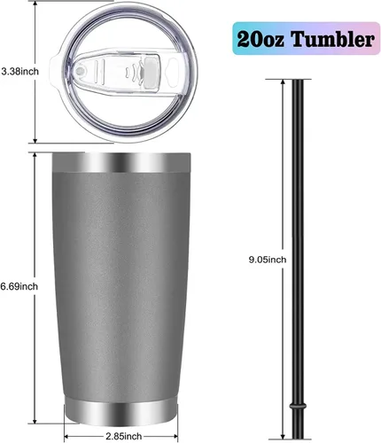Vista 4 de Vaso Vegond de acero inoxidable, con tapa y popote, 12 onzas, doble pared con aislamiento al vacío, taza de café reutilizable, para viaje