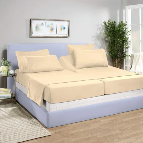 Vista 10 de Juego de sábanas divididas (5 piezas) para camas ajustables, 100% algodón egipcio de 800 hilos, tamaño California King, sábanas ajustables con Negro