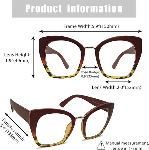 Vista 7 de Lentes transparentes de gran tamaño para mujer, con marco cuadrado, sin receta, antirreflejos, bloqueo de luz azul, gafas de lectura