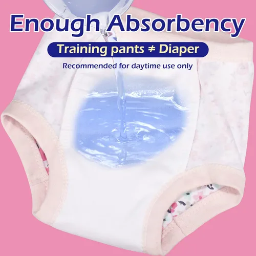 Vista 4 de BIG ELEPHANT Pantalones de entrenamiento para ir al baño para bebés, niños y niñas, ropa interior de entrenamiento impermeable 100% algodón