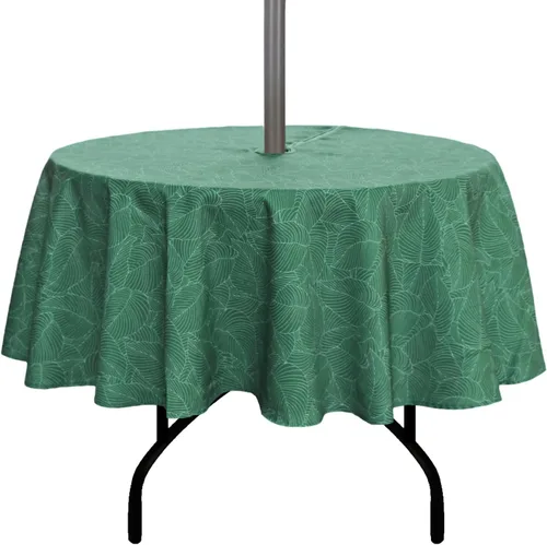 Vista 36 de Stripe Outdoor Tablecloth Water Resistant Polyester Fabric Table Cover with Zipper Umbrella Hole for Garden Patio Tabletop 60Inch Round,Black