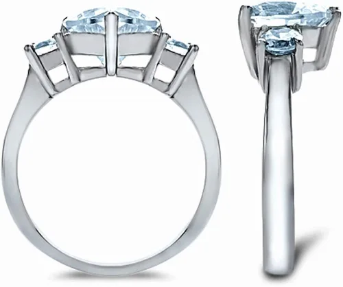 Vista 2 de Star K Anillo de promesa de plata esterlina de 0.315 in con forma de corazón de tres piedras