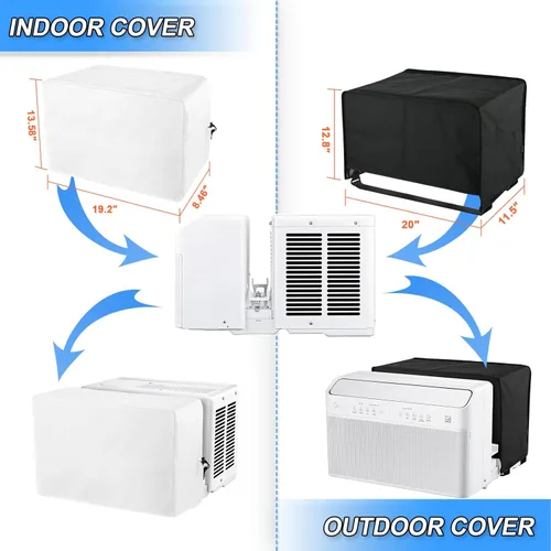 Vista 2 de Fundas de aire acondicionado para exteriores 600D y cubierta de aire acondicionado interior para ventana en forma de U, con correas ajustables