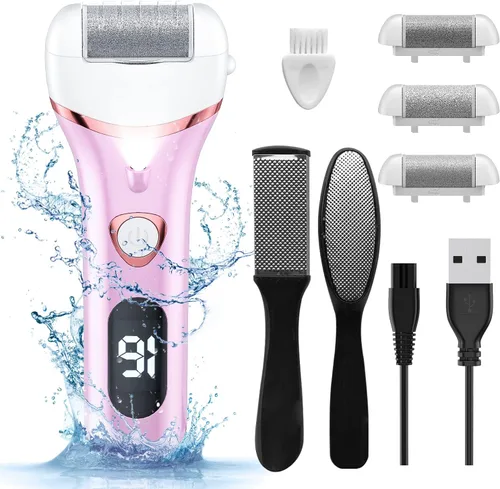 Vista 9 de Removedor eléctrico de callos de pies, kit de pedicura electrónico portátil recargable, lima de pies impermeable, herramientas de pedicura