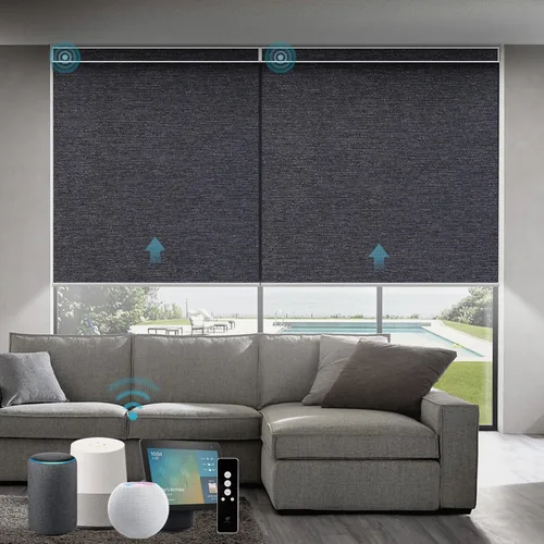 Vista 55 de SmartWings Persianas Motorizadas con Sombras para Ventana Control Remoto Funciona con Thread Apple Homekit Z-Wave Alexa 100% Blackout de Doble Cara