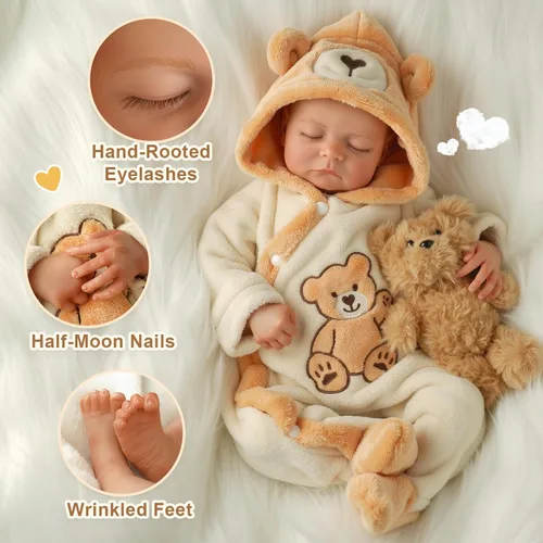 Vista 2 de BABESIDE Muñecas de bebé Reborn de 20 pulgadas, de vinilo suave y tela para dormir, muñeca realista de bebé niño, muñeca de bebé recién nacido