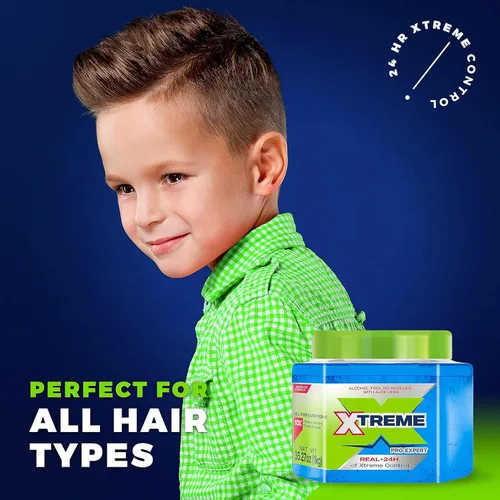 Vista 5 de Xtreme Pro-Expert Blue Styling Gel para el cabello, sin alcohol, control Xtreme las 24 horas con aloe vera, tarro de 35.27 onzas (paquete de 2)