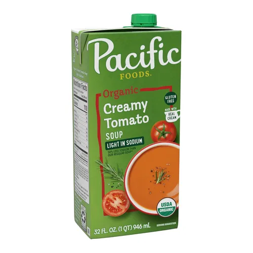 Pacific Foods Sopa de Tomate Cremosa Orgánica con Bajo Contenido en Sodio, Caja de 32 oz
