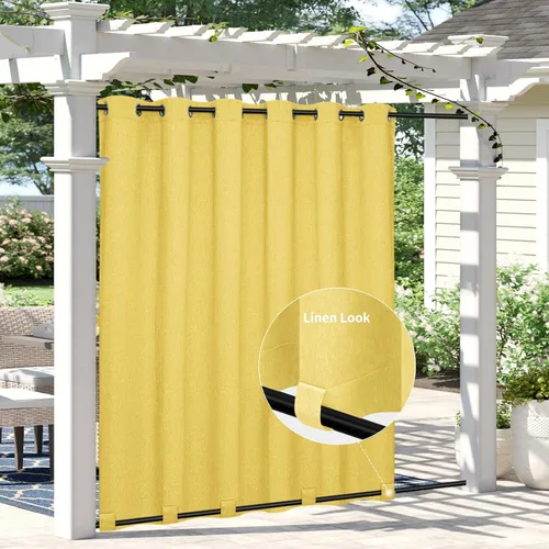 Vista 27 de Easy-Going - Cortinas para exterior con aspecto de lino impermeables y a prueba de viento para porche, cortinas de privacidad para exterior suaves