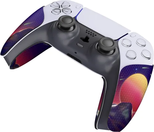 Vista 7 de eXtremeRate PlayVital Anti-Skid Sweat-Absorbent Controller Grip for PS5, Professional Textured Soft Rubber Pads Handle Grips - The Cyber Moon