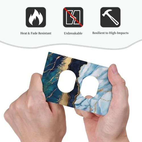 Vista 5 de Abstracto de Lujo Azul Dorado con Brillo de Mármol 1 Gang Cubiertas de Tomacorrientes Dúplex Decorativas Cubiertas de Interruptores de Luz