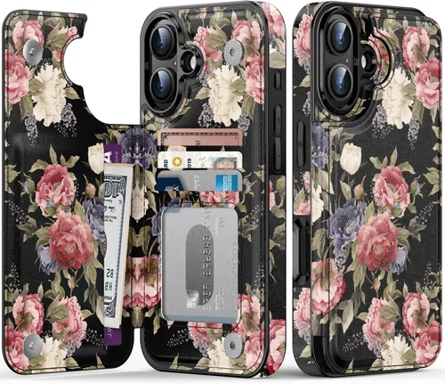 Vista 1013 de LETO para iPhone 15 Pro Funda tipo cartera - Tapa tipo folio con patada - Diseños de moda - Tarjetero - Funda protectora para mujeres y niñas - 6.1