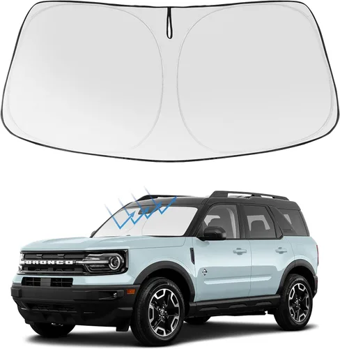 Vista 10 de Proadsy Parasol para parabrisas Rivian R1S 2022-2025 2026 de 4 capas plegable, protector de parasol frontal que bloquea los rayos UV, mantiene