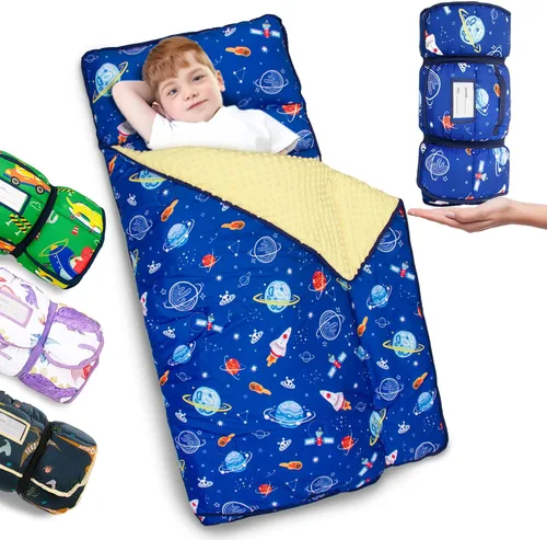 Vista 21 de Primlect Tapete grueso para siesta con almohada extraíble y manta de minky, saco de dormir extra grande de 55 x 35 pulgadas, lavable, enrollable