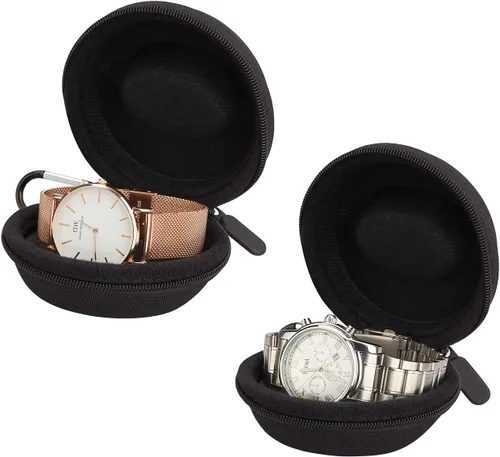Vista 8 de LETURE Caja de almacenamiento individual para relojes de viaje, resistente a los golpes, caja de almacenamiento de relojes inteligentes