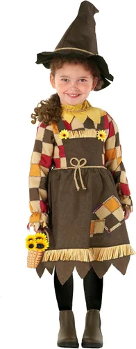 Vista 5 de Morph Disfraz de espantapájaros de girasol para niñas, disfraz de espantapájaros con sombrero de espantapájaros, disfraz de espantapájaros para bebé