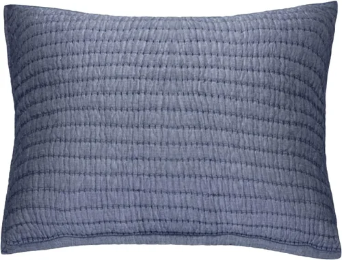 ELEGANT LIFE HOME Colección Chambray de algodón teñido con hilo de algodón lavado con punto de canal estándar lavado, color azul, 20 x 26 pulgadas +