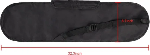 Vista 4 de PURFUN Bolsa negra para monopatín de doble patada, 32.3 x 8.7 pulgadas, bolsa de transporte de nailon para monopatín, mochila con correa ajustable