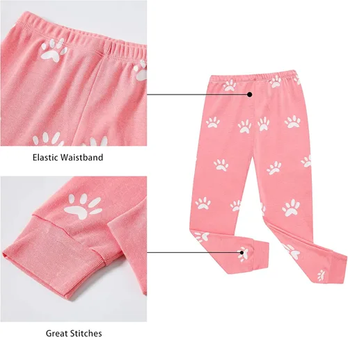 Vista 5 de KikizYe Conjunto de pijamas de manga larga para niñas pequeñas, 100% algodón