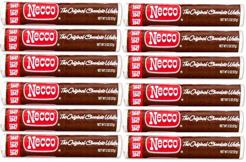 Vista 3 de Necco Wafers Original - Rollos de caramelo duro con sabor a chocolate, paquete de 6 rollos, 2.02 onzas