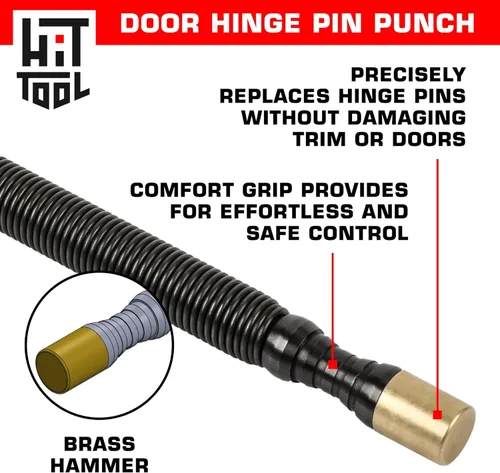 Vista 5 de HIT Tool Kit Pro Combo de 1/32" y 2/32" y removedor de pasadores de puerta con martillo de latón (2 herramientas)