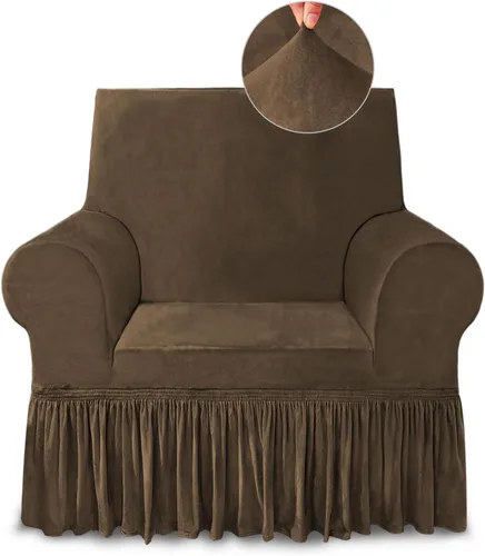 Vista 42 de NICEEC Funda para Sofá de Dos Plazas Súper Suave de 1 Pieza Color Café Claro Funda Elástica para Sofás de Dos Plazas Elástica Universal de Spandex