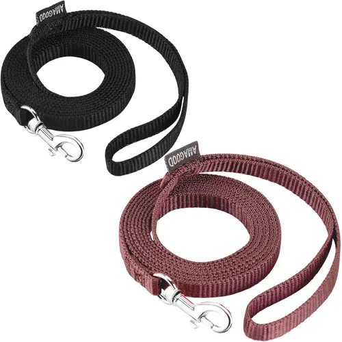 Vista 44 de AMAGOOD 6 pies de correas para cachorros/perros, correa de estilo tradicional resistente con gancho de cuello fácil de usar, correa para perros Negro