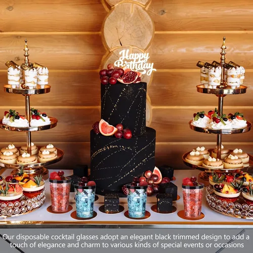 Vista 6 de Norme 50 vasos de plástico desechables de 12 onzas, vasos de plástico transparentes con borde para cumpleaños, boda, fiesta, elegante, vino, café