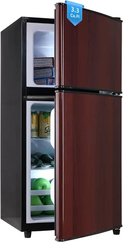 Vista 11 de 3.3 pies cúbicos Mininevera con congelador, refrigerador compacto con termostato ajustable de 7 niveles, refrigerador para dormitorio, cocina