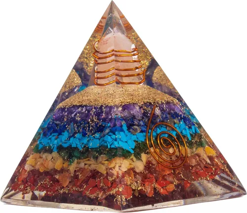 Pirámide de orgonita de 7 chakras para generador de energía, pirámide de cristal para equilibrar la energía, alineación espiritual | Pirámides de