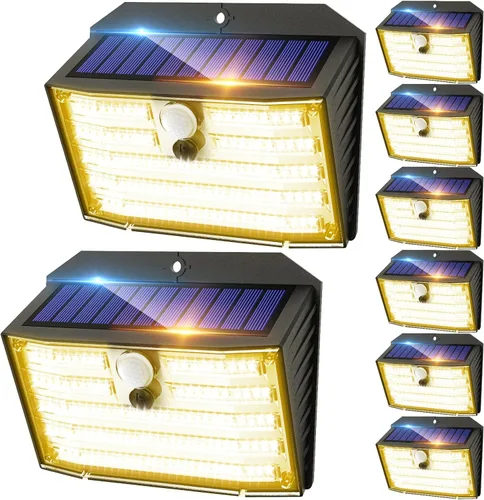 Vista 15 de Luces solares de movimiento para exteriores, luces solares ultra brillantes para valla con sensor de movimiento, luz de seguridad impermeable IP65