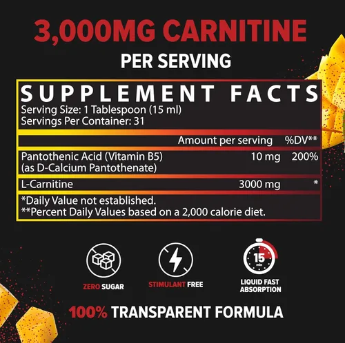 Vista 2 de Nutrex Research Carnitina líquida 3000 Carnitina líquida premium, sin estimulantes, soporte para pérdida de grasa, 16 onzas líquidas