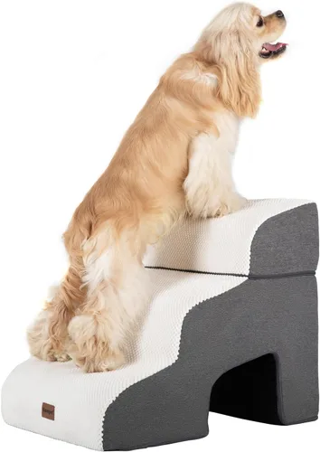 Garnpet Escaleras para perros para sofá, sillón y silla con túnel, 3 escalones para perros pequeños y gatos, escalón antideslizante para mascotas,