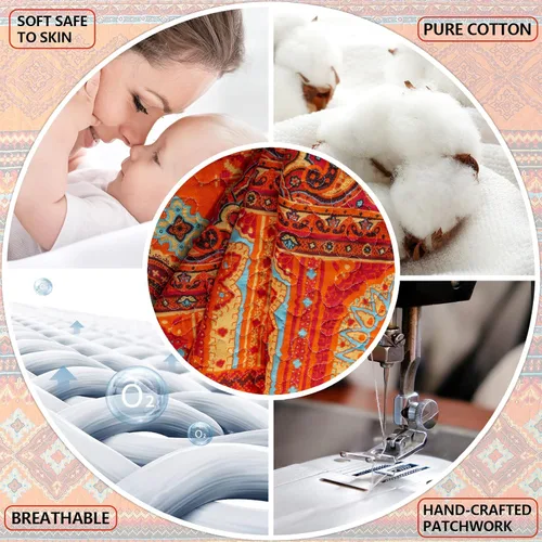 Vista 6 de BEDIFANY Juego de ropa de cama tamaño Queen – Colchas bohemias tamaño Queen, edredón suave tamaño Queen, juego de colchas acolchadas ligeras